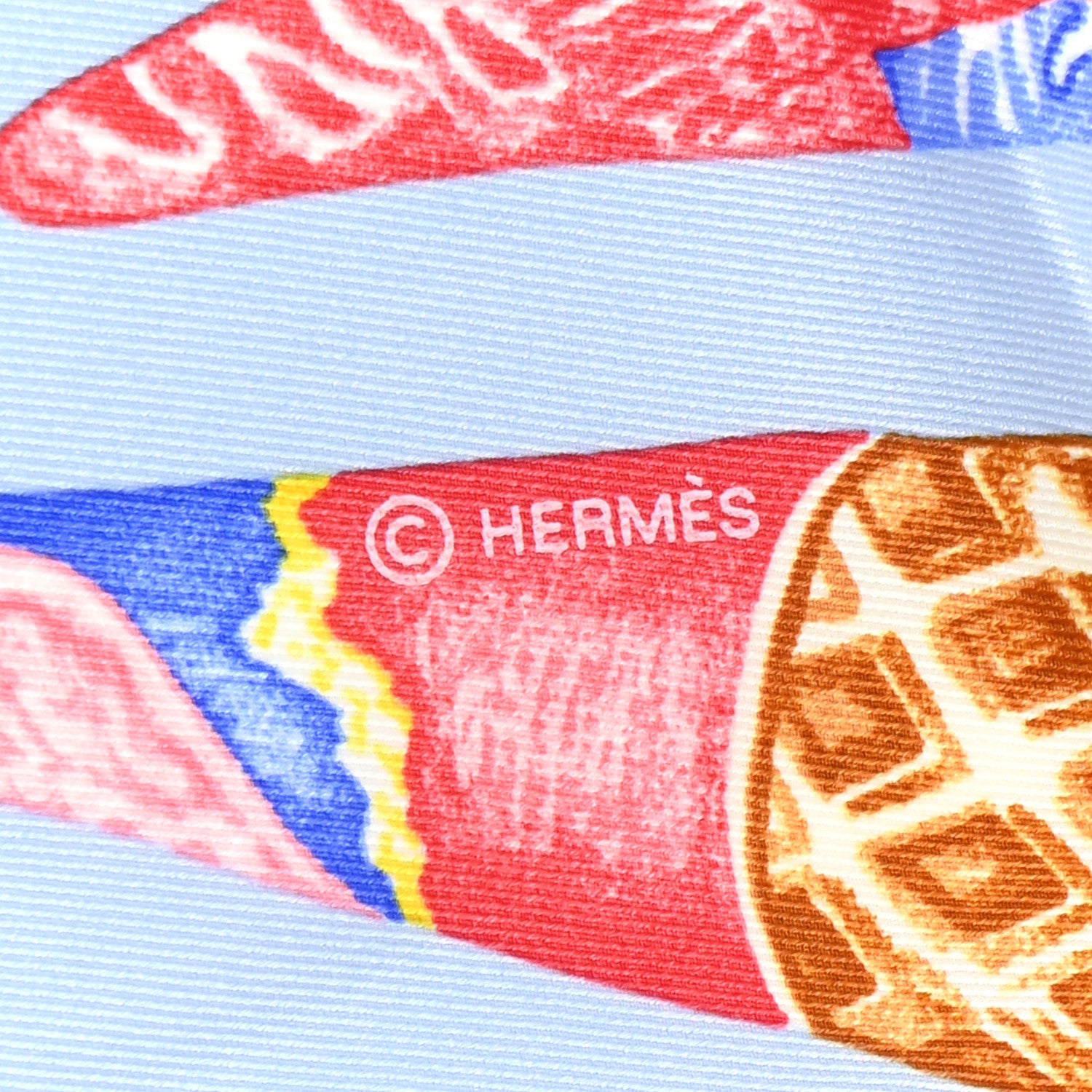 Hermes Silk Funny Ice Cream Scarf 70 Bleu Ciel Rose Bonbon Jaune 4 of 5