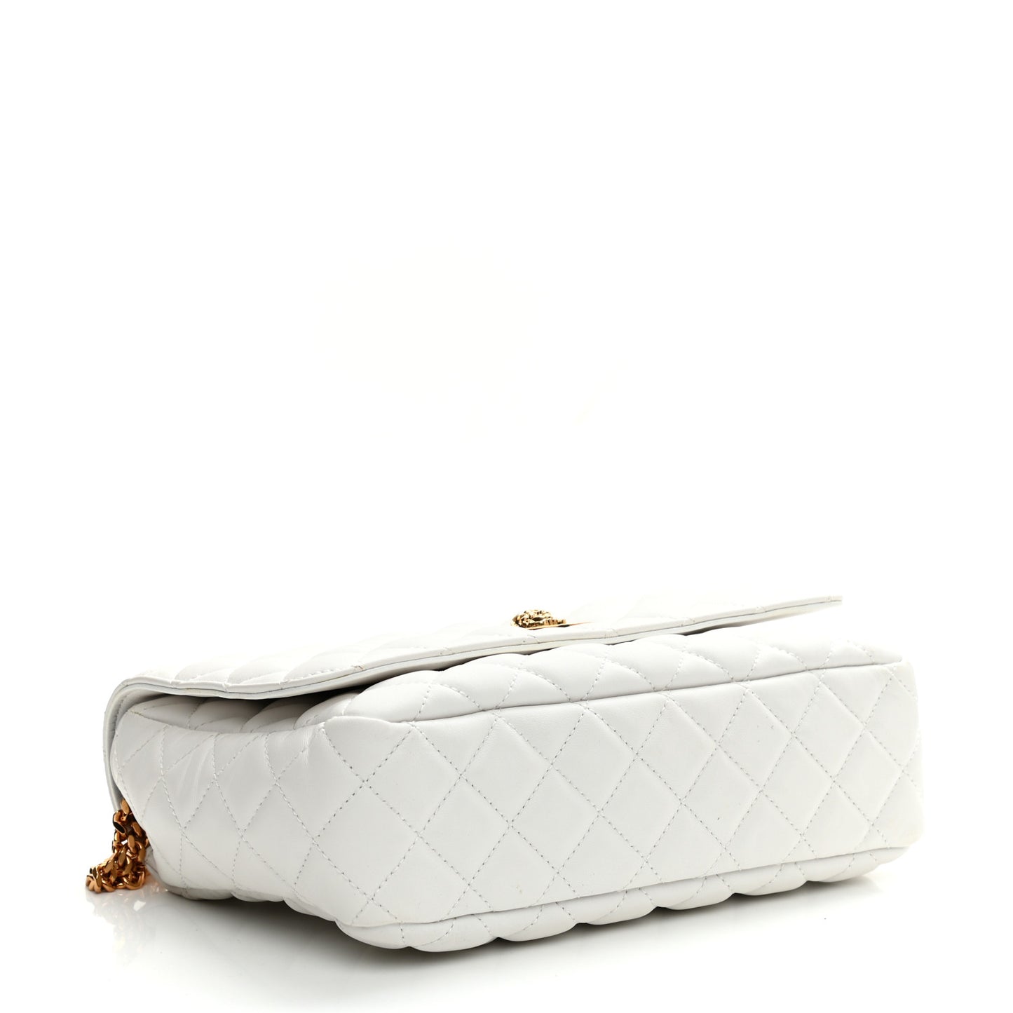 Nappa Quilted Medusa Chain Crossbody White