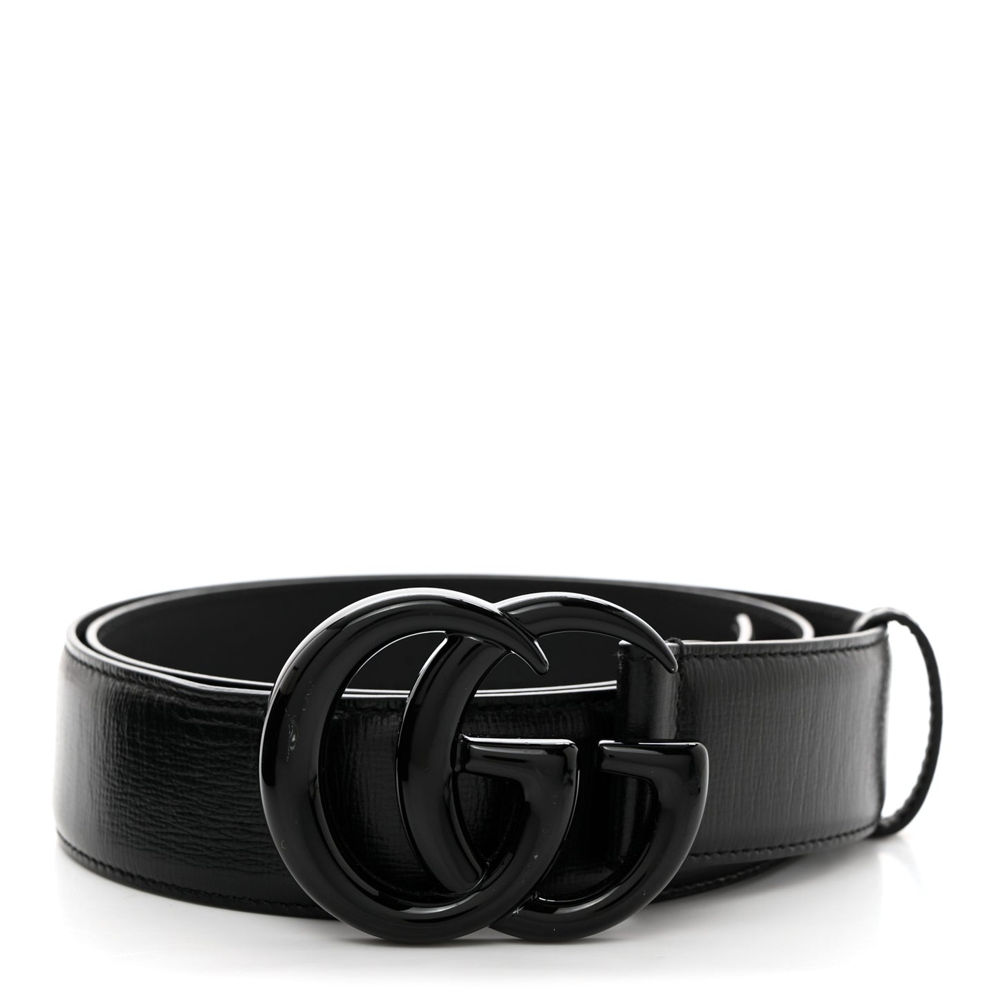 Azalea Calfskin Enamel Monochrome Double G 40mm Belt 90 36 Black