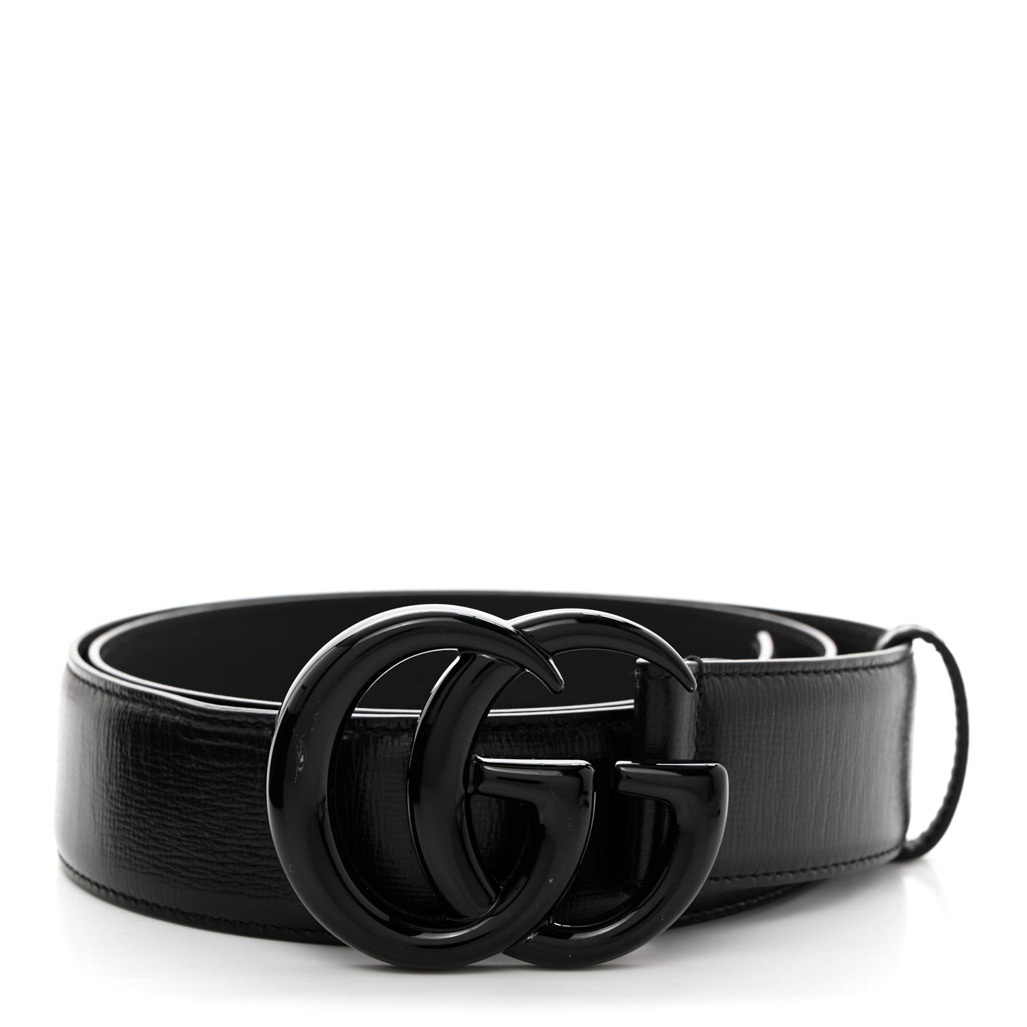 Gucci Azalea Calfskin Enamel Monochrome Double G 40mm Belt 90 36 Black 1 of 7