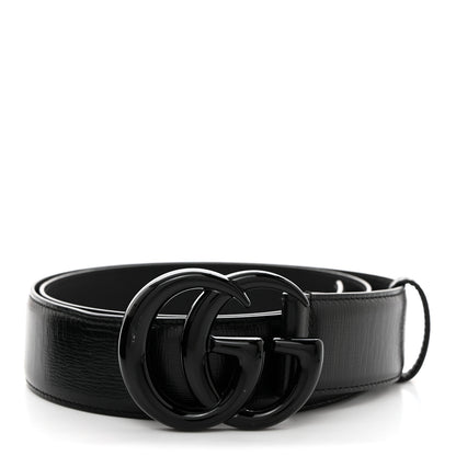 Gucci Azalea Calfskin Enamel Monochrome Double G 40mm Belt 90 36 Black 1 of 7