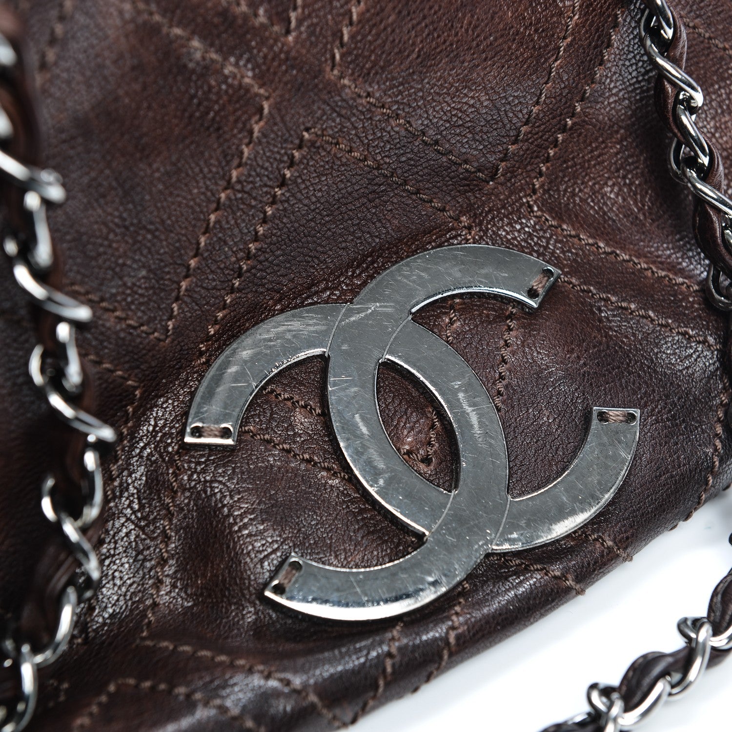 Chanel Calfskin Large Diamond Stitch Tote Brown 16 of 16