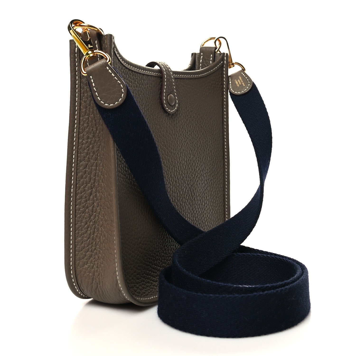 Hermes Taurillon Clemence Amazone Evelyne TPM Etoupe Bleu Indigo 3 of 11