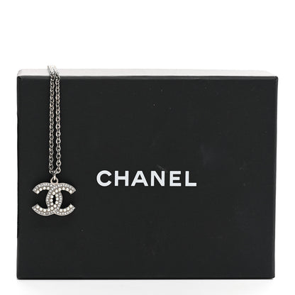 Chanel Crystal Pearl CC Pendant Necklace Silver 7 of 7