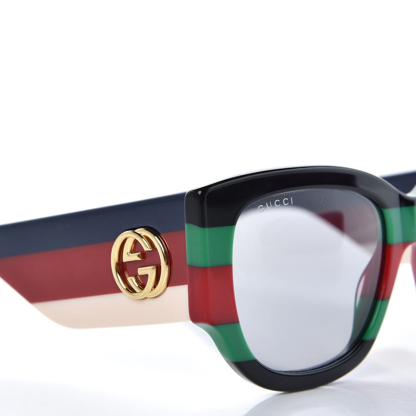 Acetate Web Oversized Frame Rectangle Sunglasses GG0276S Black Multicolor