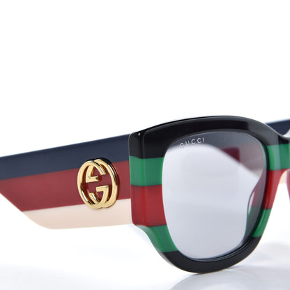 Gucci Acetate Web Oversized Frame Rectangle Sunglasses GG0276S Black Multicolor 5 of 8