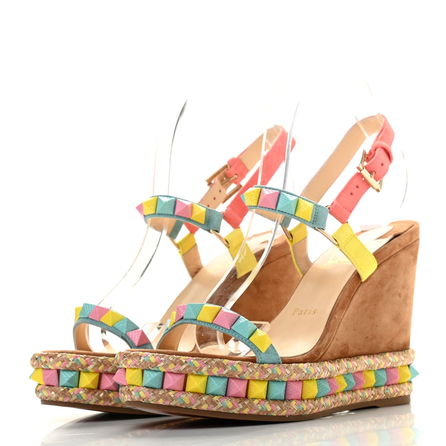 Veau Velours Pyraclou 110 Wedge Sandals 38 Biscotto