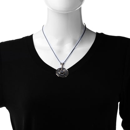 David Yurman Darkened Sterling Silver 18K Yellow Gold Diamond Medium Stax Pendant Necklace 2 of 6