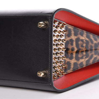 Christian Louboutin Calfskin Patent Leopard Spiked Medium Paloma Black 13 of 14