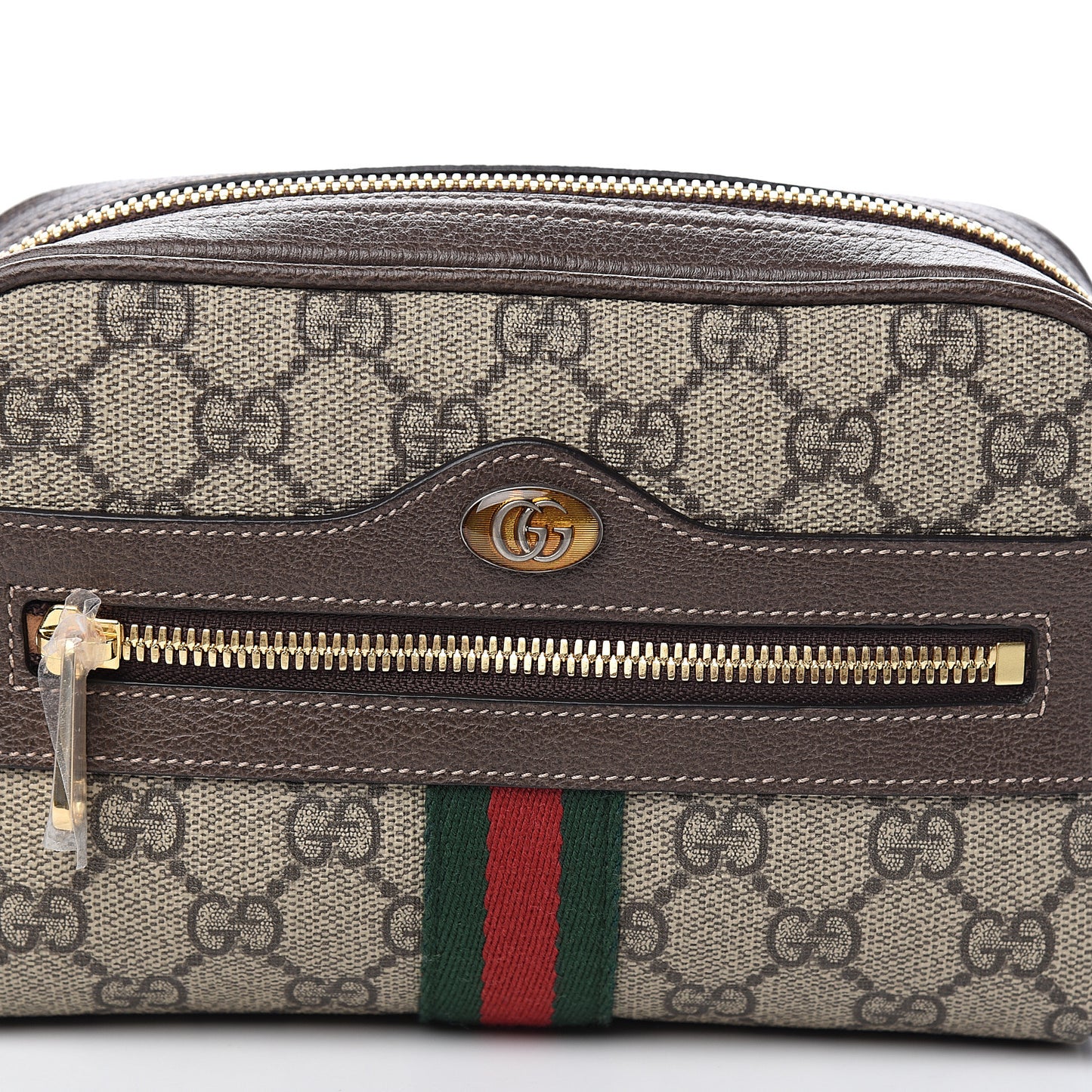 GG Supreme Monogram Web Small Ophidia Belt Bag 85 34 Dark Brown