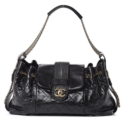 Chanel Glazed Calfskin Stingray Bindi CC Accordion Tote Black 1 of 12