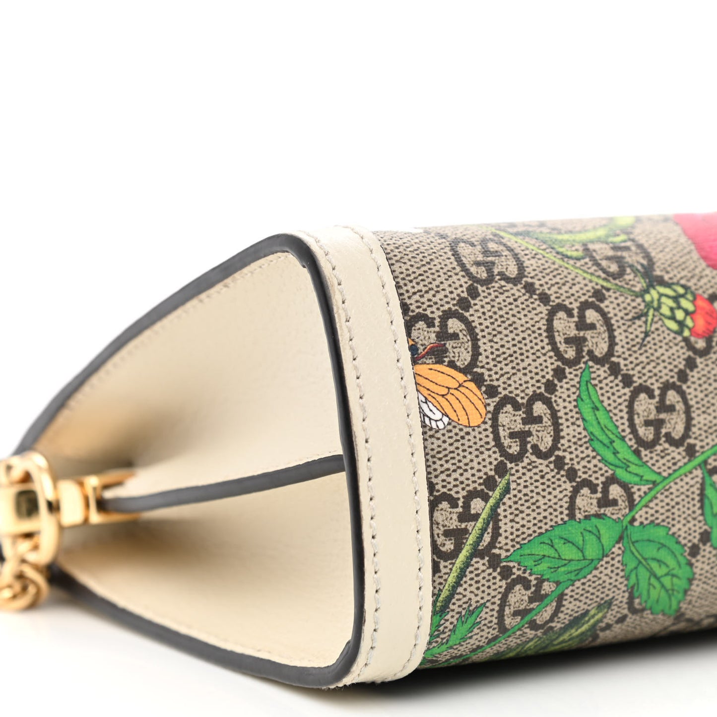 GG Supreme Monogram Flora Web Small Ophidia Chain Shoulder Bag White