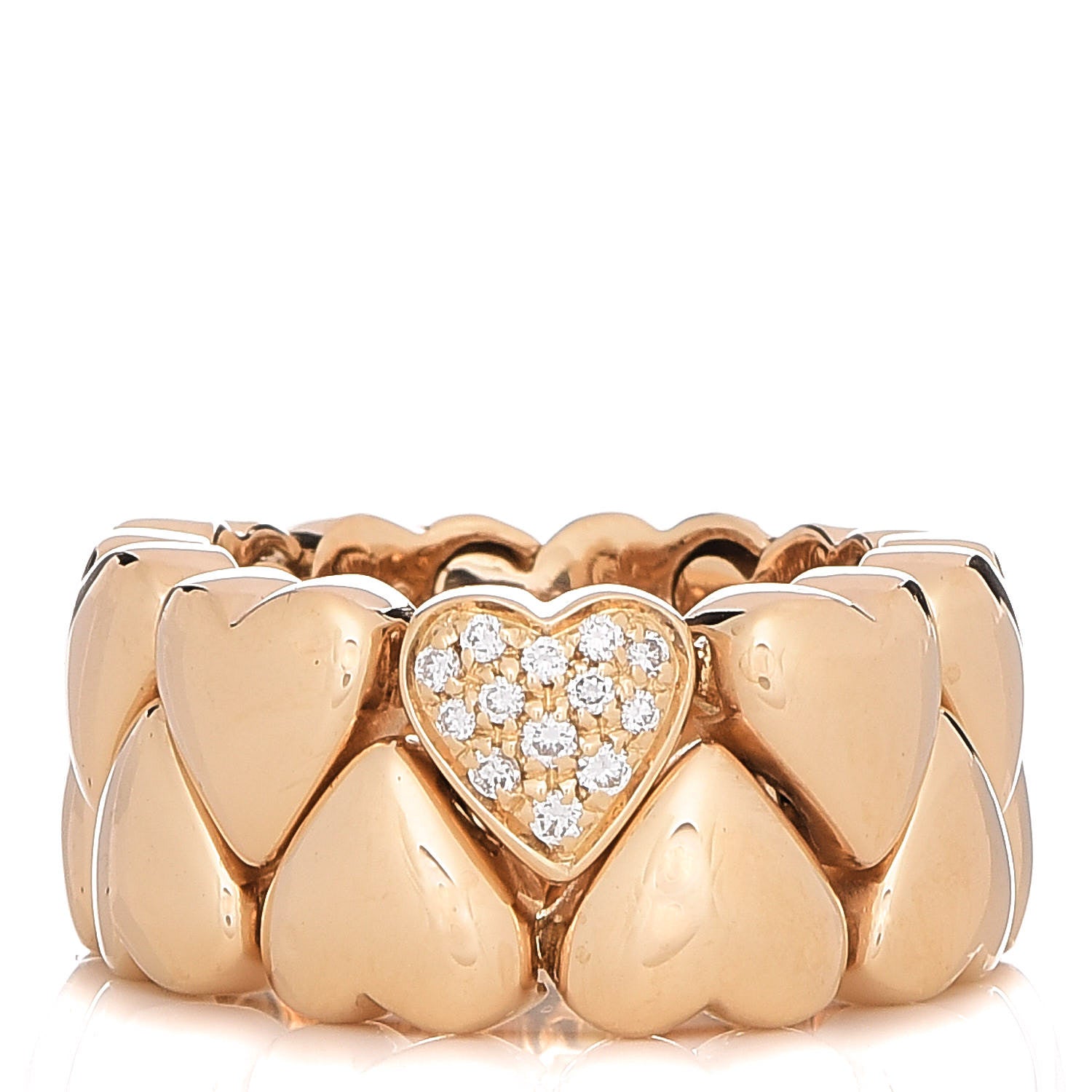 Cartier 18K Yellow Gold Diamond Double Heart Ring 55 7.25 1 of 7