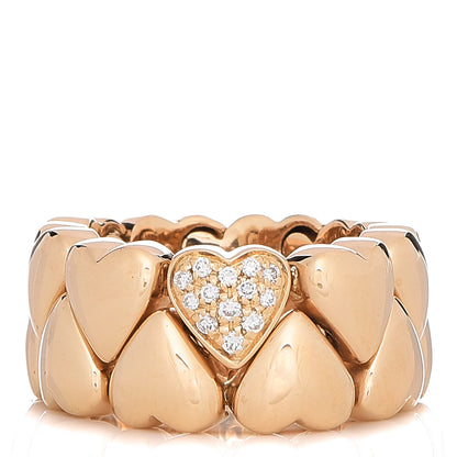 Cartier 18K Yellow Gold Diamond Double Heart Ring 55 7.25 1 of 7