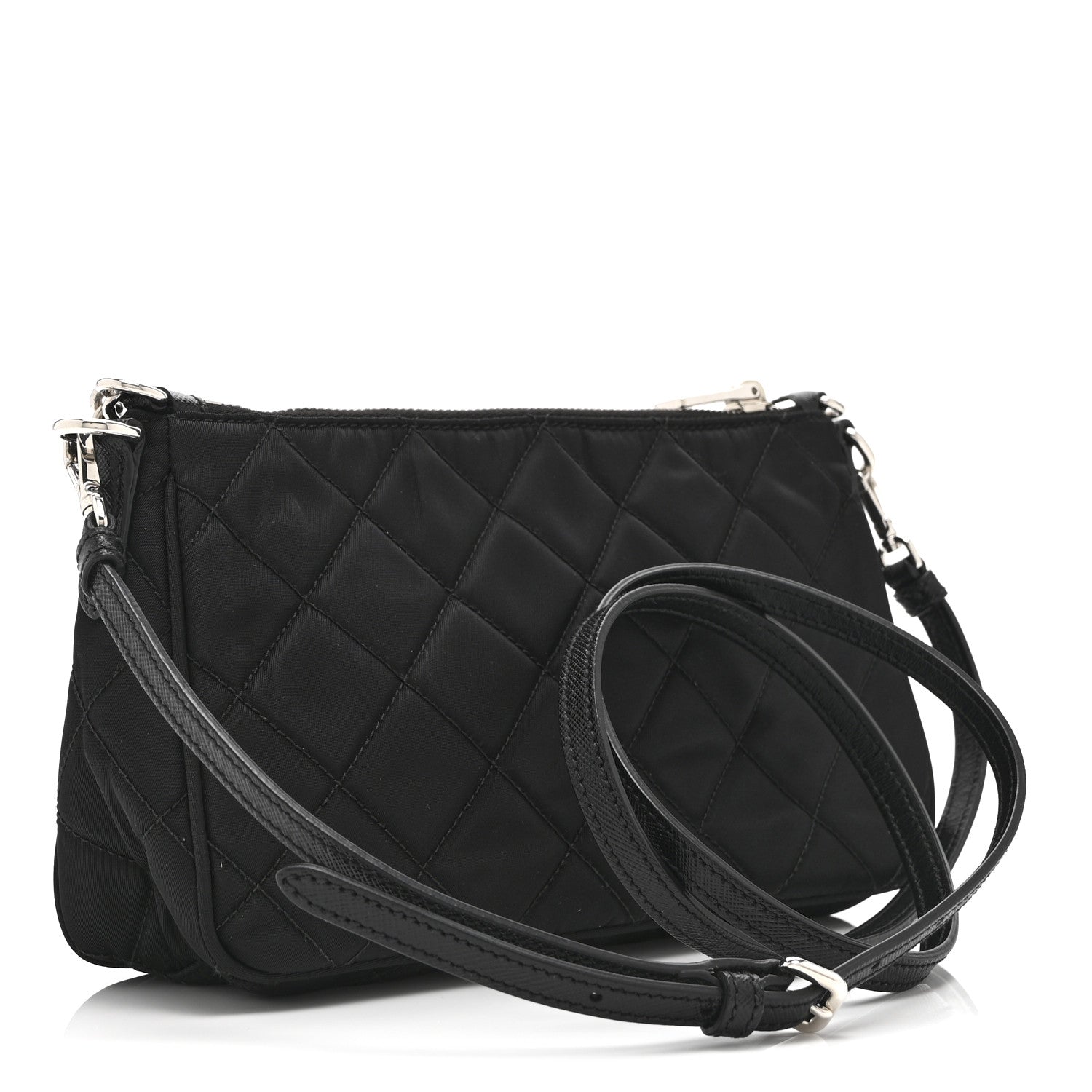 Prada Nylon Tessuto Impuntu Quilted Crossbody Bag Black 3 of 10