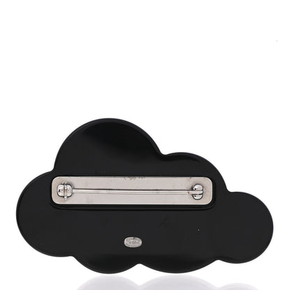 Chanel Glittered Resin Crystal Pearl CC Cloud Brooch Black Silver 4 of 5