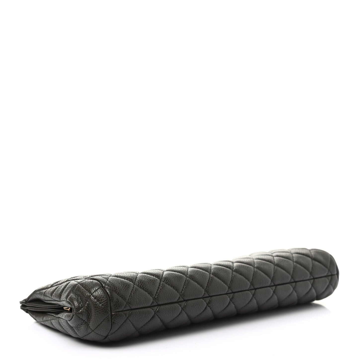 Caviar Quilted Clutch Dark Khaki