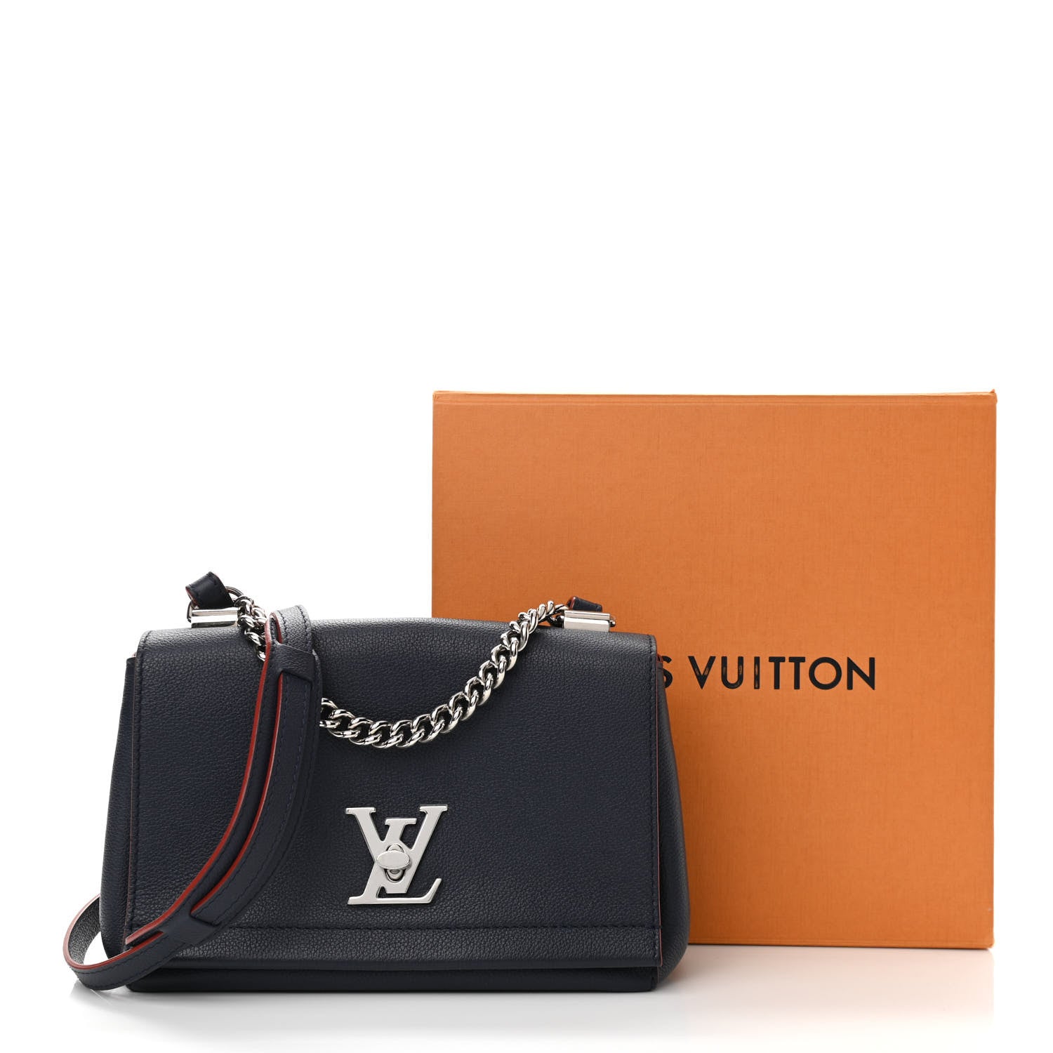 Louis Vuitton Calfskin Lockme II Chain Bag BB Marine Rouge 11 of 11