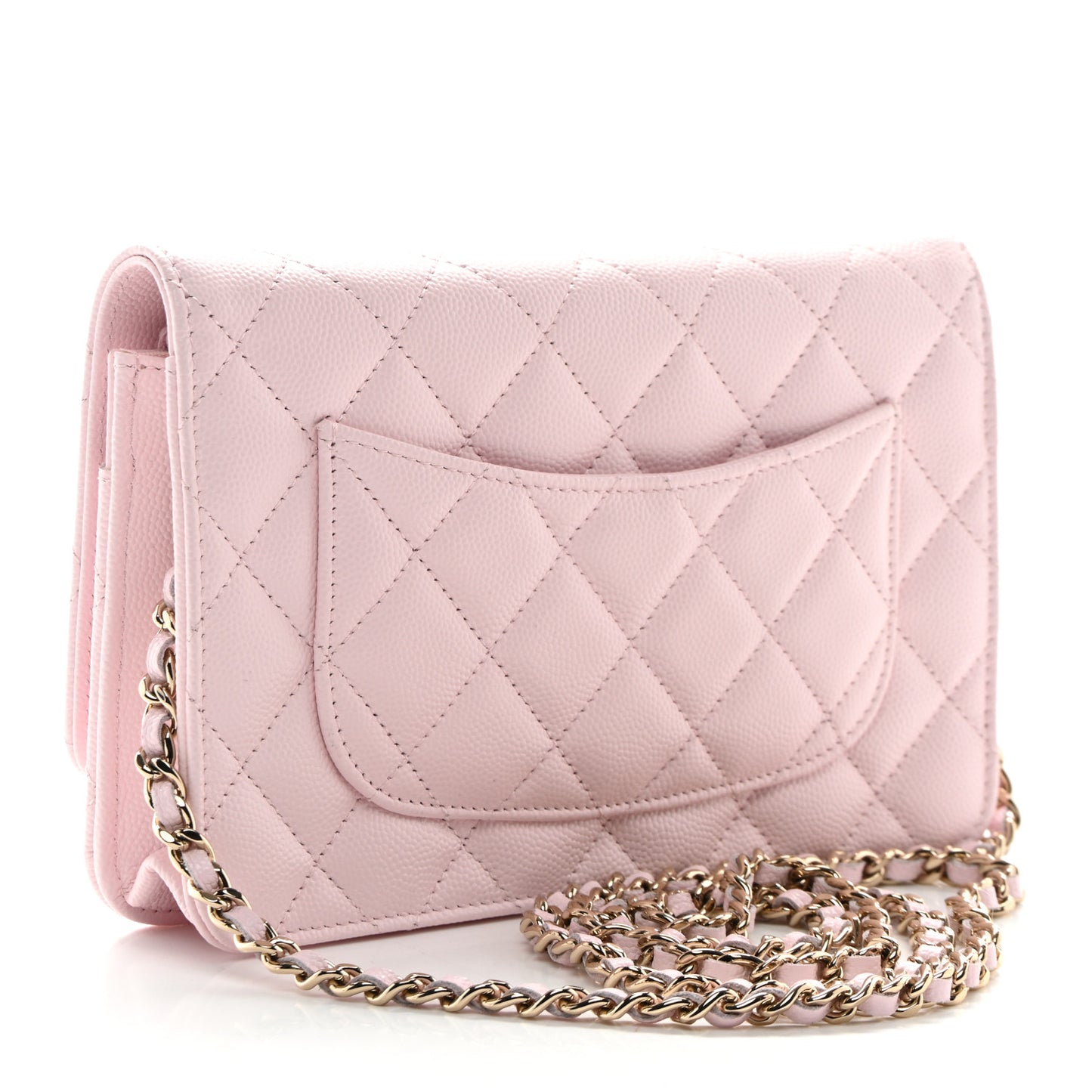 Caviar Quilted Wallet on Chain WOC Light Pink