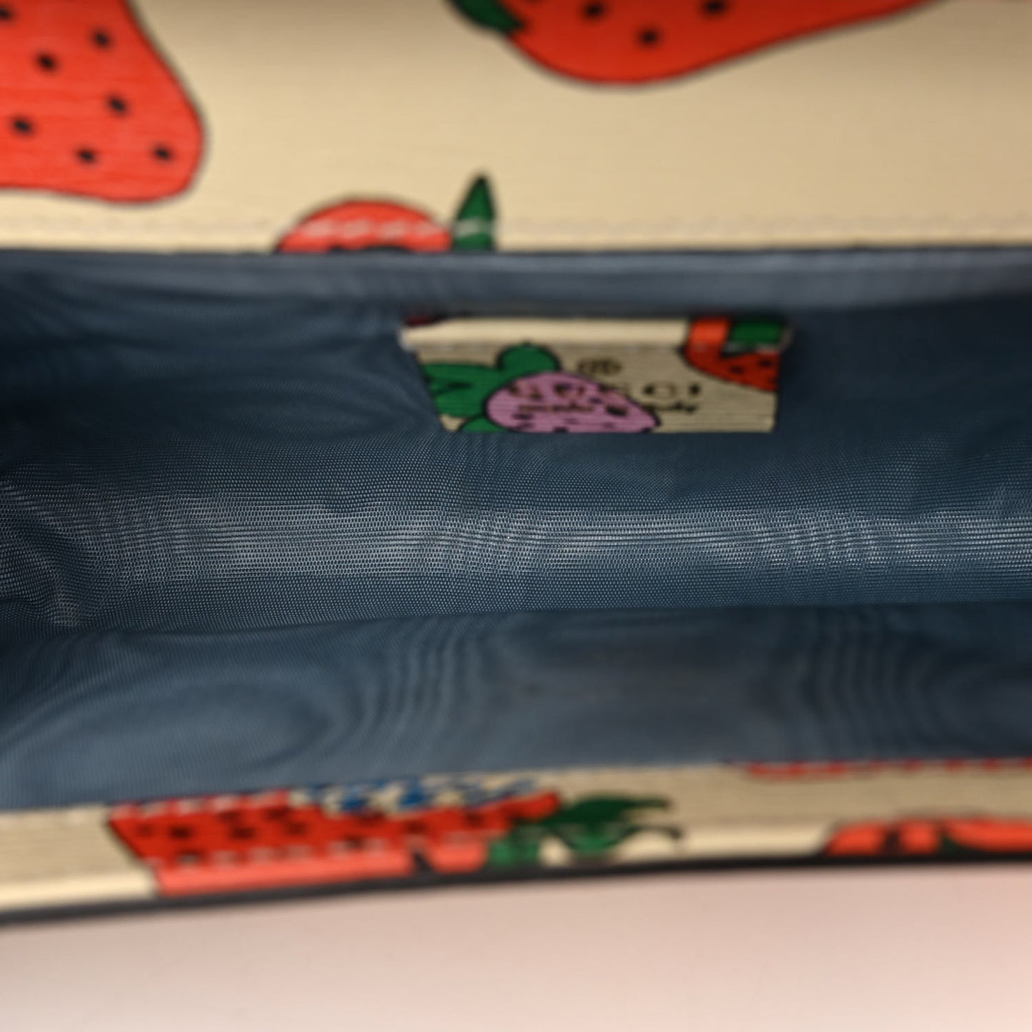 Calfskin Strawberry Print Mini Zumi Shoulder Bag Ivory Red
