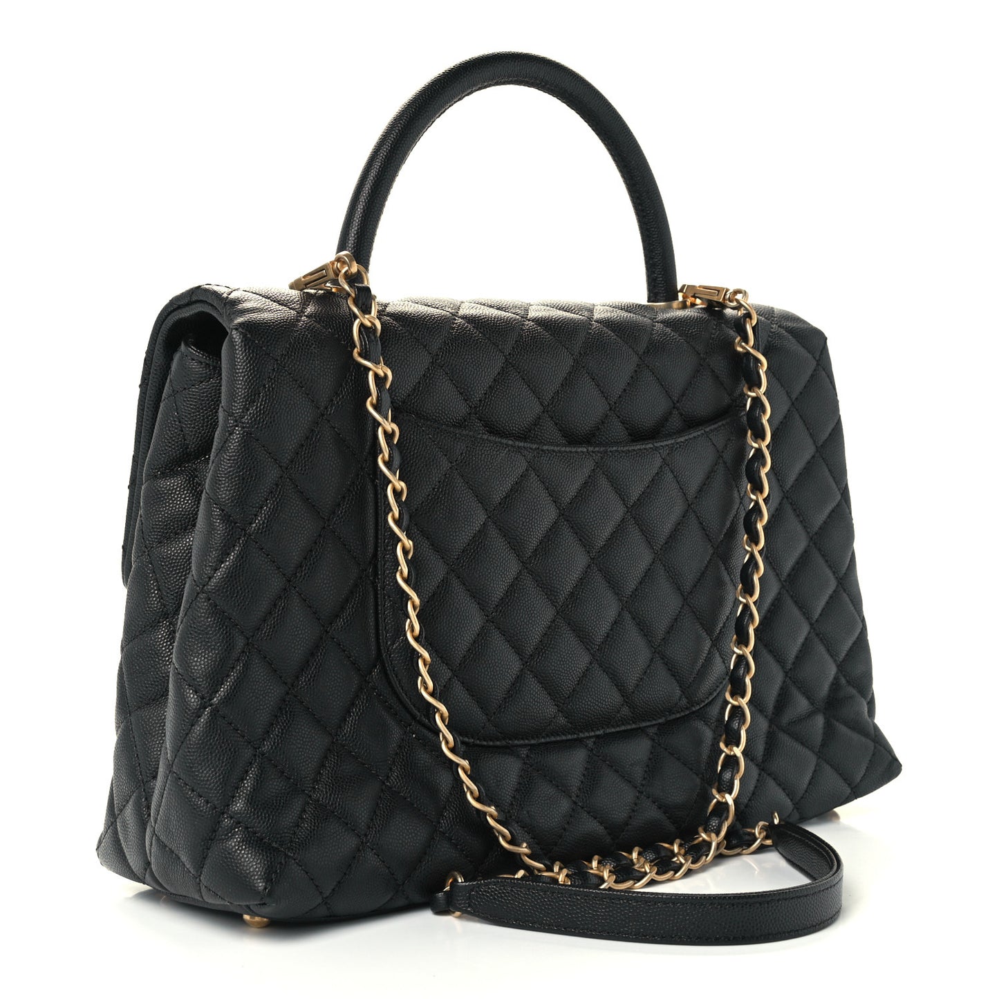 Caviar Quilted Medium Coco Handle Flap Black