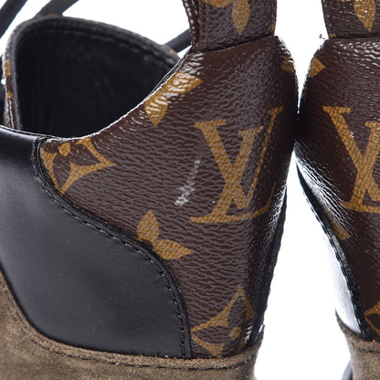 Louis Vuitton Suede Calfskin Monogram Laureate Platform Desert Boots 38 Kaki 12 of 13
