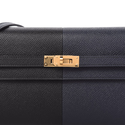 Hermes Epsom Casaque Kelly Wallet To Go Black Bleu Indigo Bleu Frida 9 of 10
