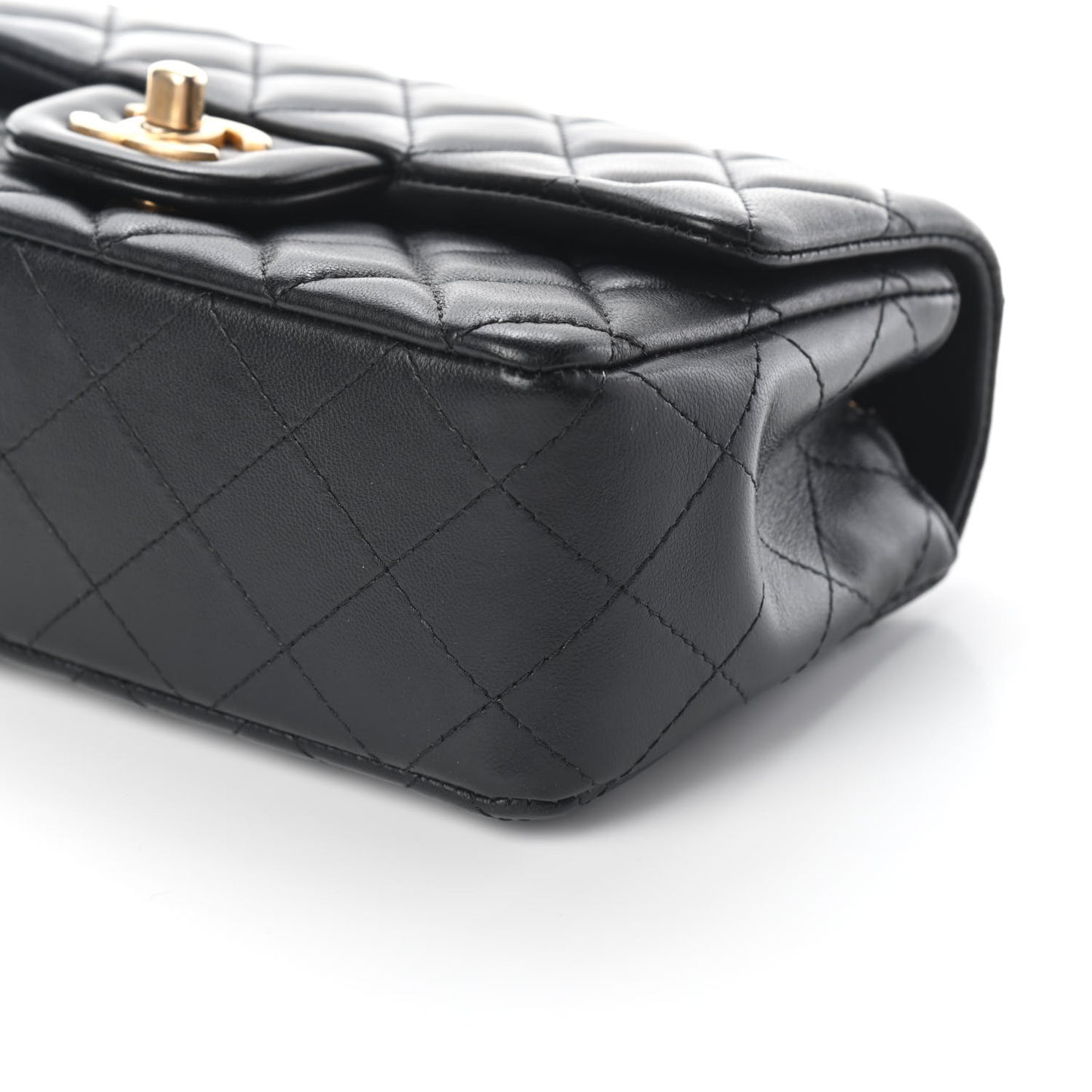 Lambskin Quilted Mini Rectangular Flap Black