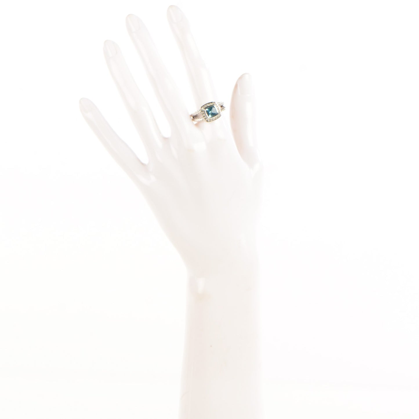 Sterling Silver Diamond Blue Topaz 7mm Petite Albion Ring 55 7.25
