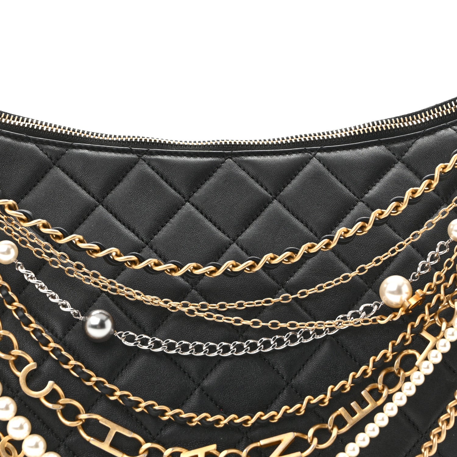 Chanel Lambskin Quilted All About Chains Hobo Black 8 of 13
