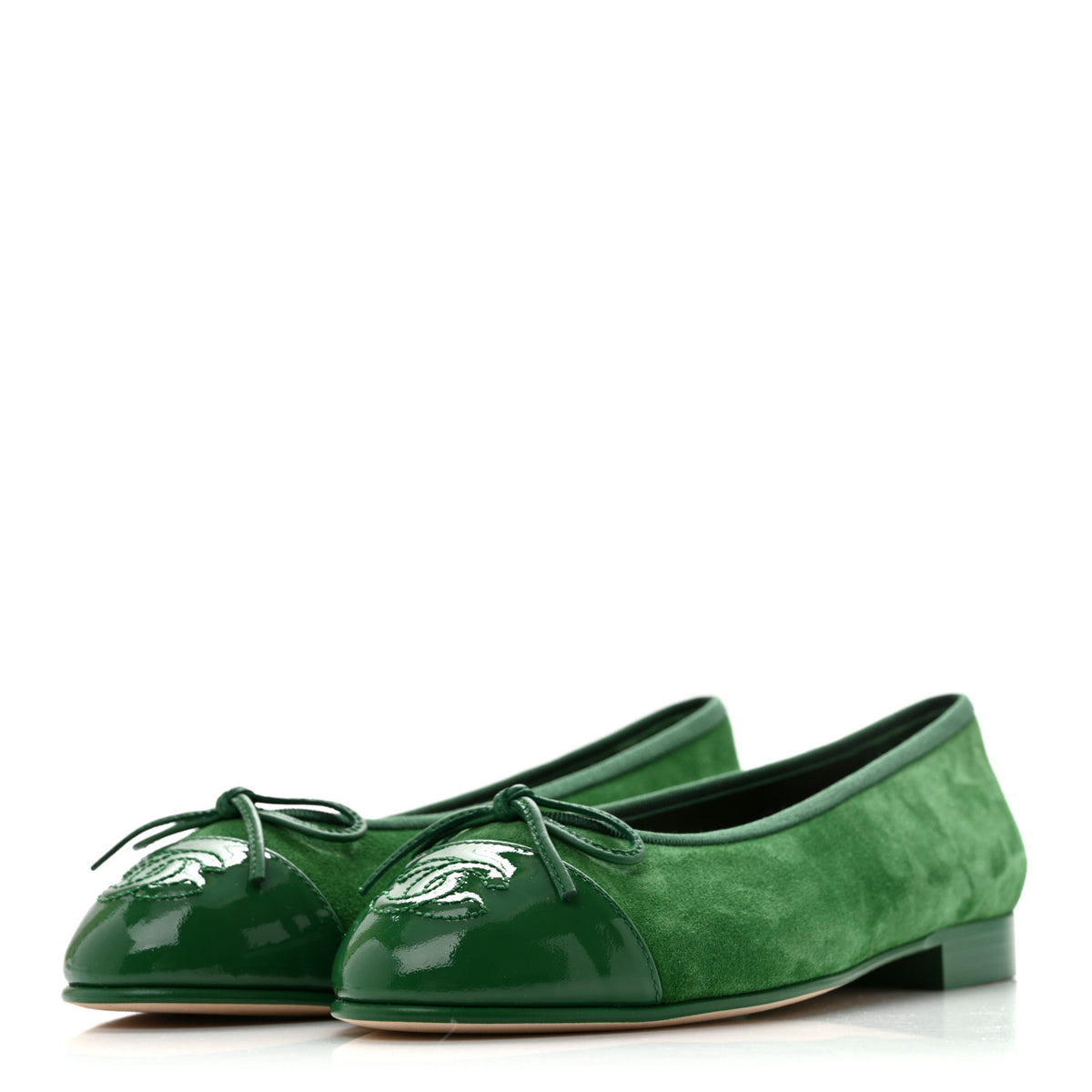 Suede Patent Cap Toe CC Ballerina Flats 36 Green