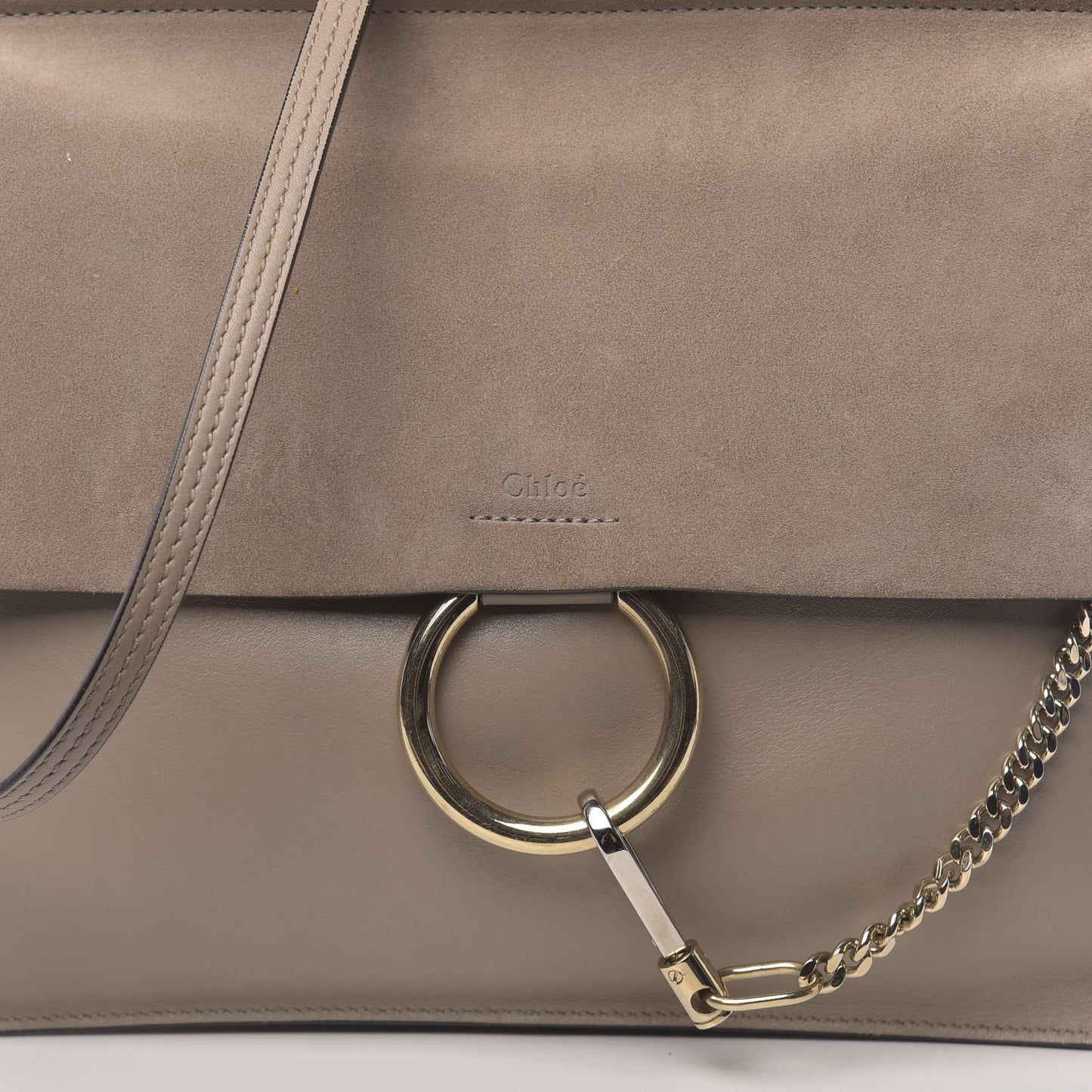 Calfskin Suede Medium Faye Shoulder Bag Motty Grey