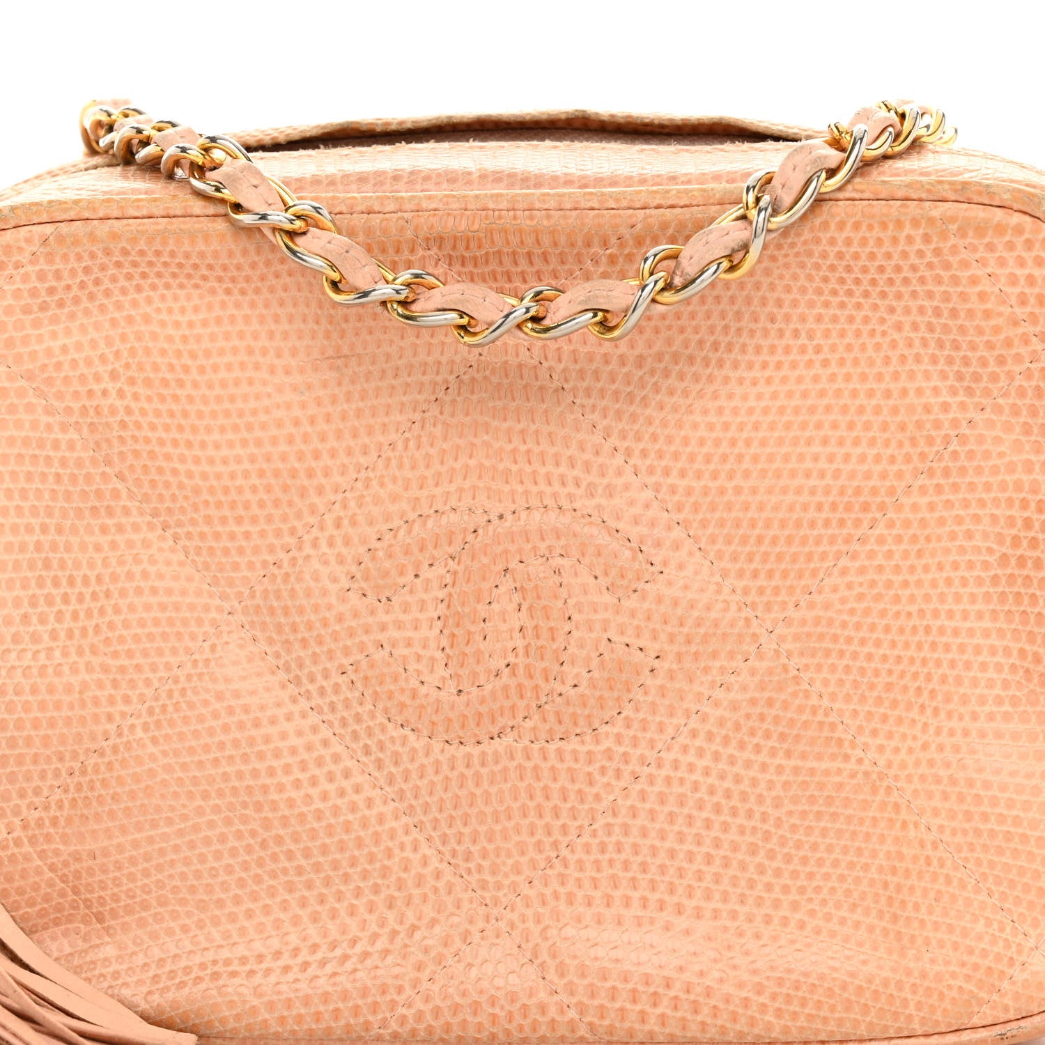 Chanel Lizard Quilted Tassel Camera Case Light Beige 7 of 11