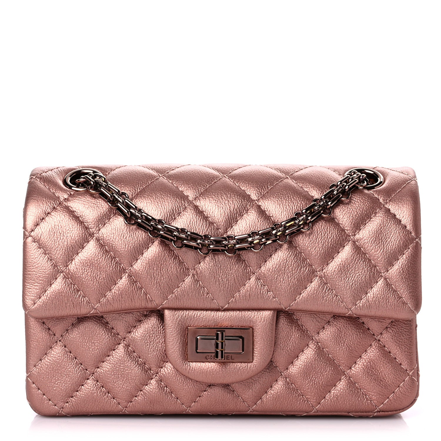 Chanel Metallic Grained Calfskin Quilted 2.55 Reissue Mini Flap Copper Pink 1 of 9