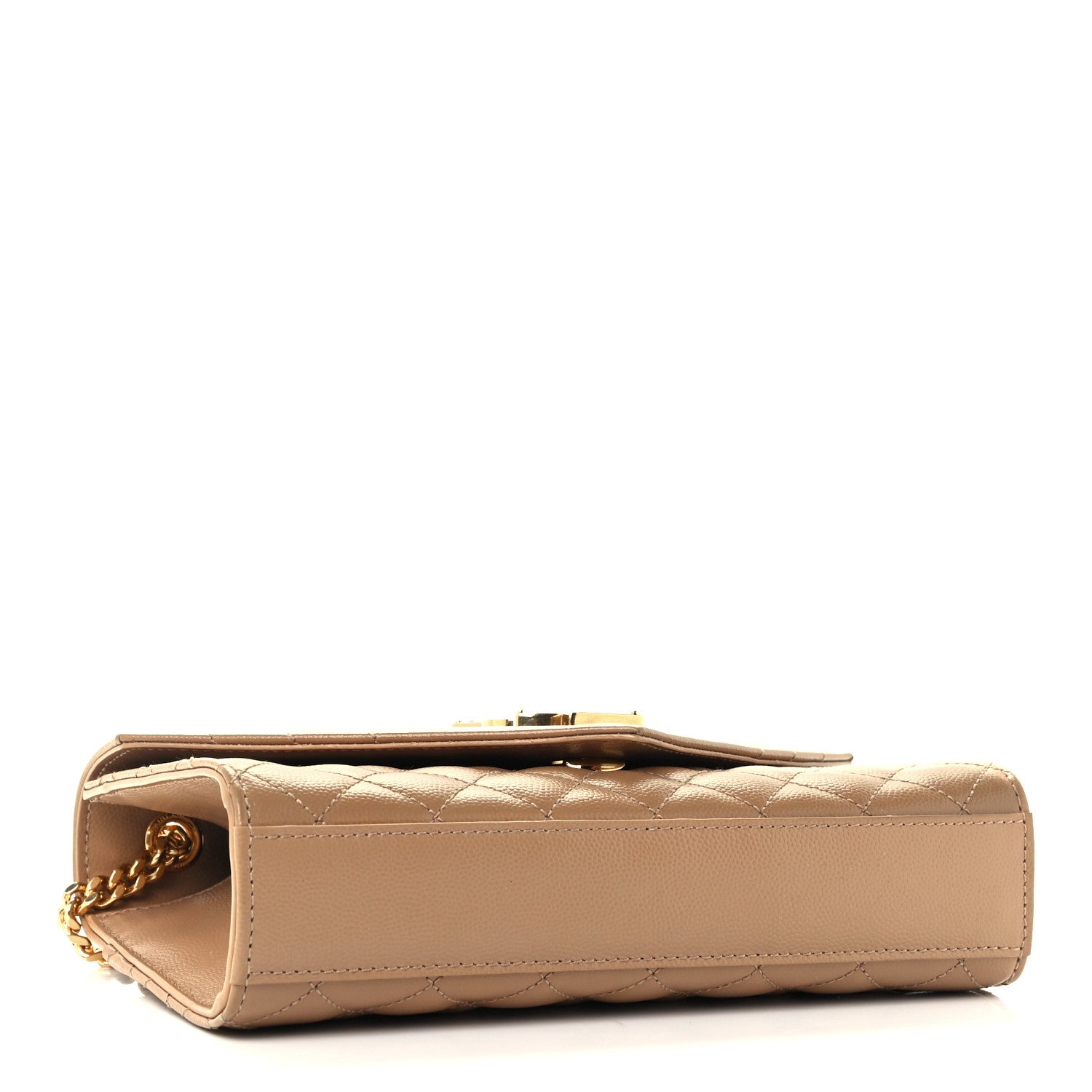 Saint Laurent Grain De Poudre Textured Mixed Matelasse Triquilt Small Monogram Satchel Dark Beige 3 of 11