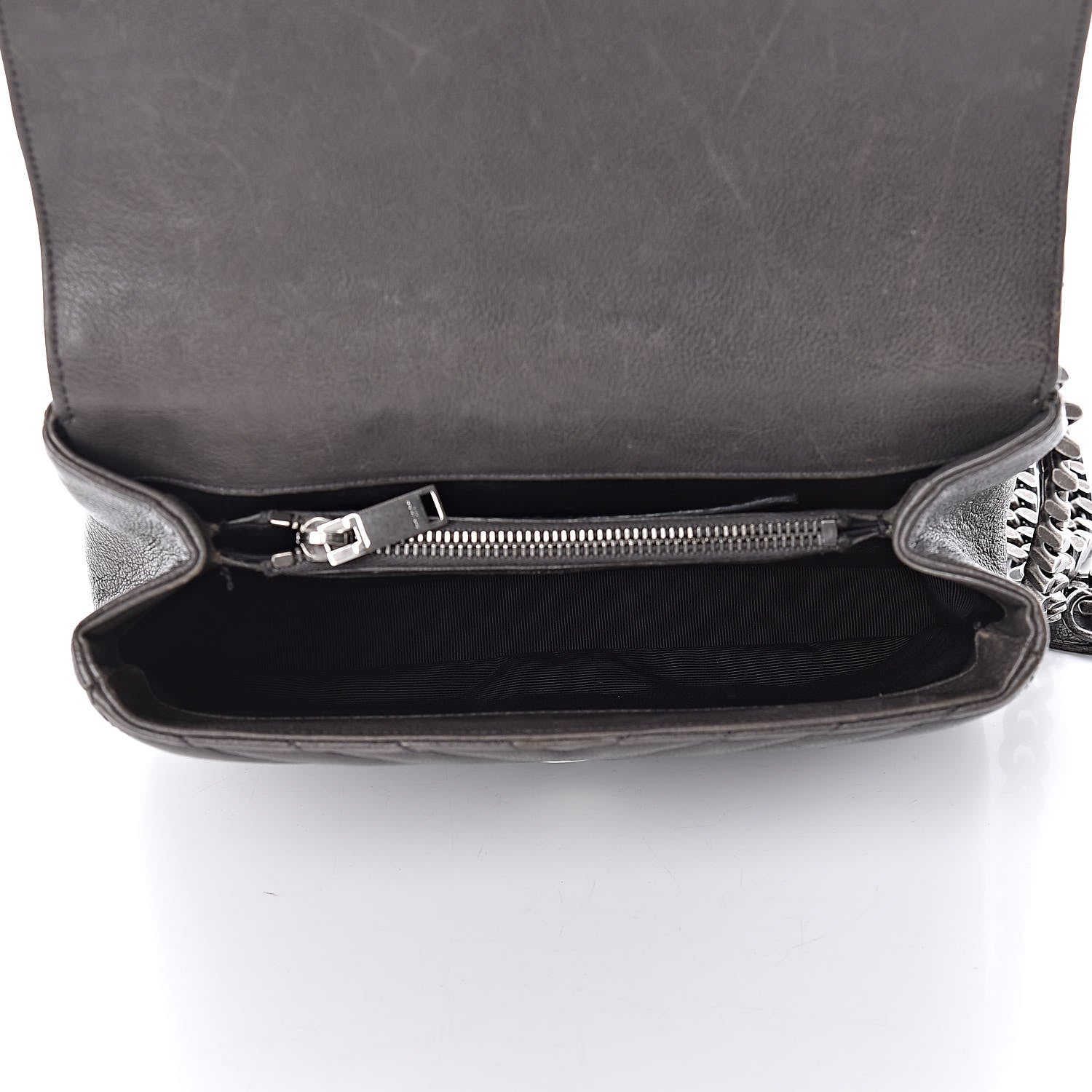Saint Laurent Sheepskin Matelasse Chevron Monogram Medium College Bag Dark Anthracite 5 of 19