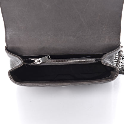 Saint Laurent Sheepskin Matelasse Chevron Monogram Medium College Bag Dark Anthracite 5 of 19