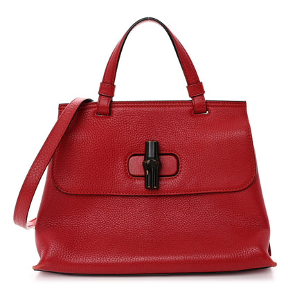 Gucci Cellarius Calfskin Small Bamboo Daily Top Handle Bag Hibiscus Red 1 of 10