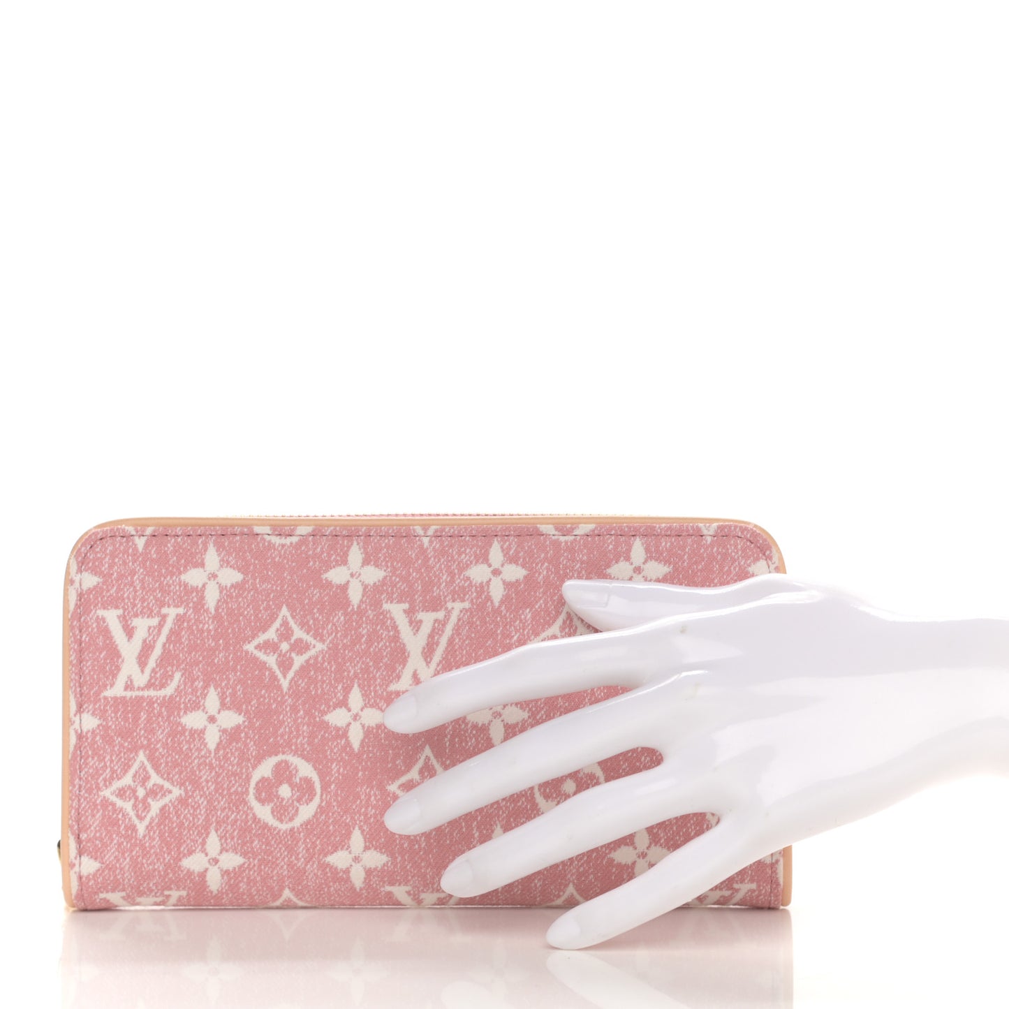 Denim Monogram Jacquard Zippy Wallet Pink