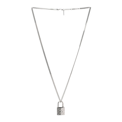 Christian Dior Oblique Padlock Pendant Necklace Silver 3 of 4