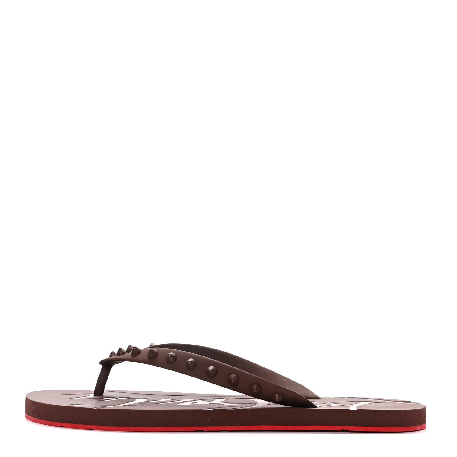 Christian Louboutin Rubber Spike Loubi Donna Flip Flop 41 Nude 1 of 9
