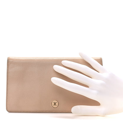 Chanel Grained Calfskin CC Button Yen Wallet Beige 2 of 27
