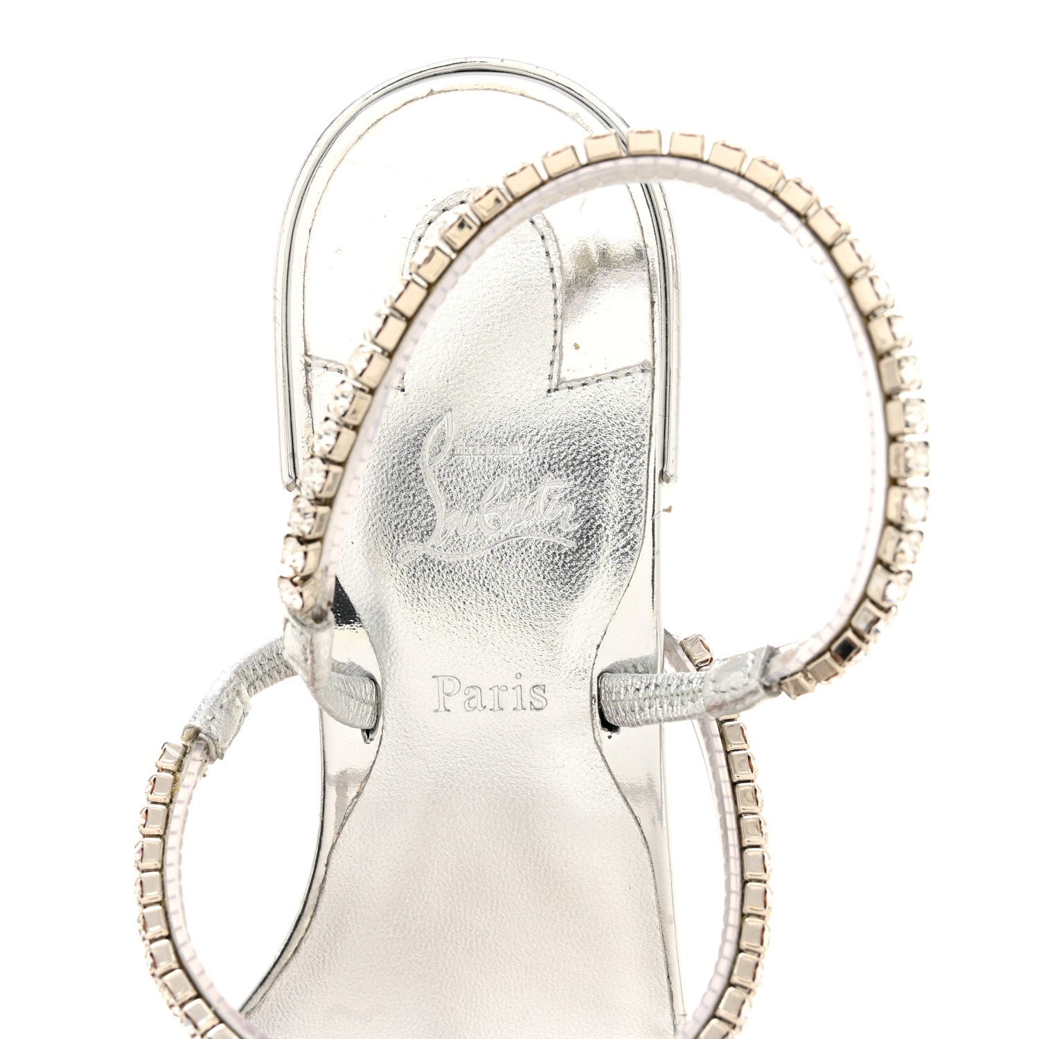 Christian Louboutin Specchio PVC Crystal Simple Queenie Sandals 36 Silver 7 of 8
