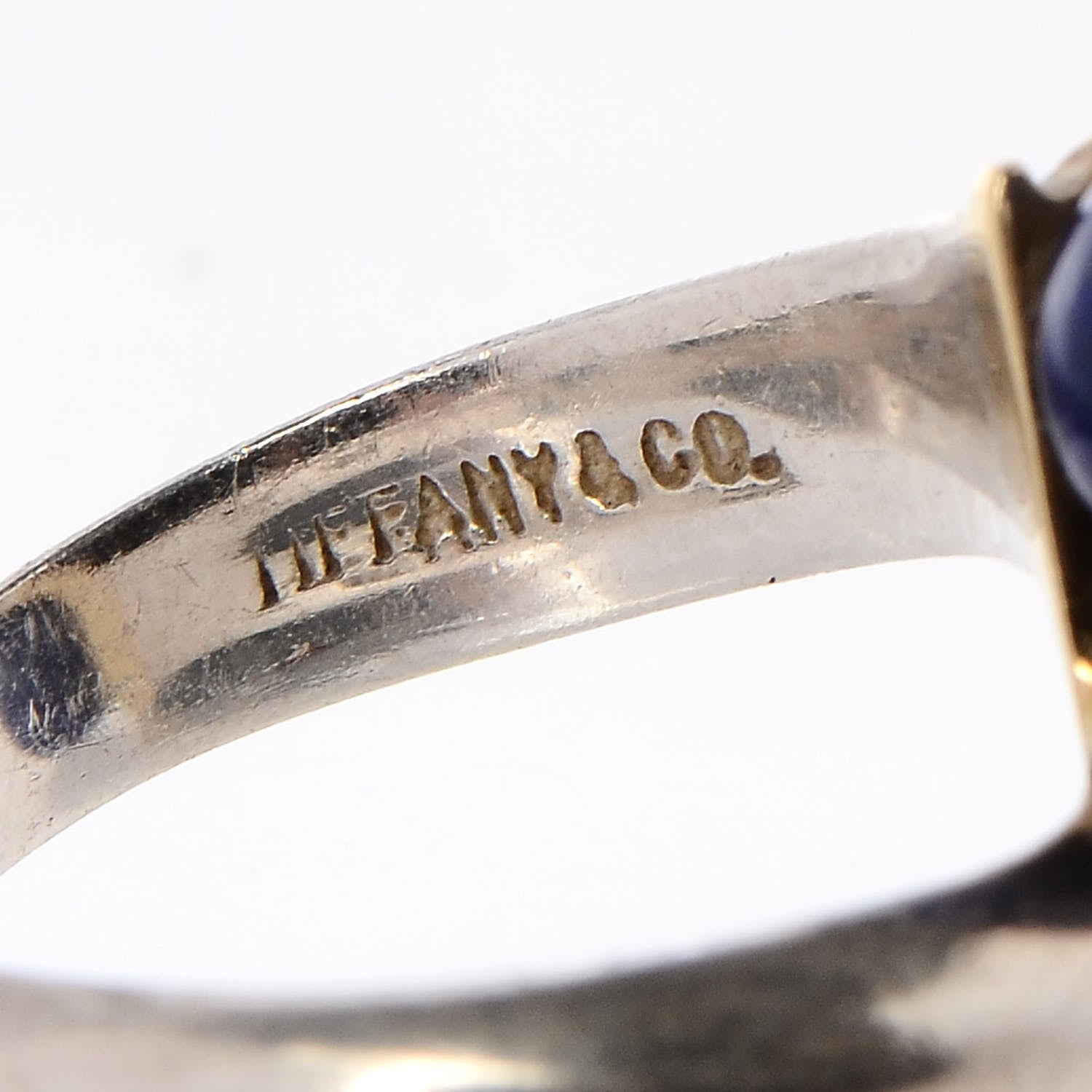 Tiffany Sterling Silver 18K Yellow Gold Lapis Bypass Ring 50 5.25 5 of 5