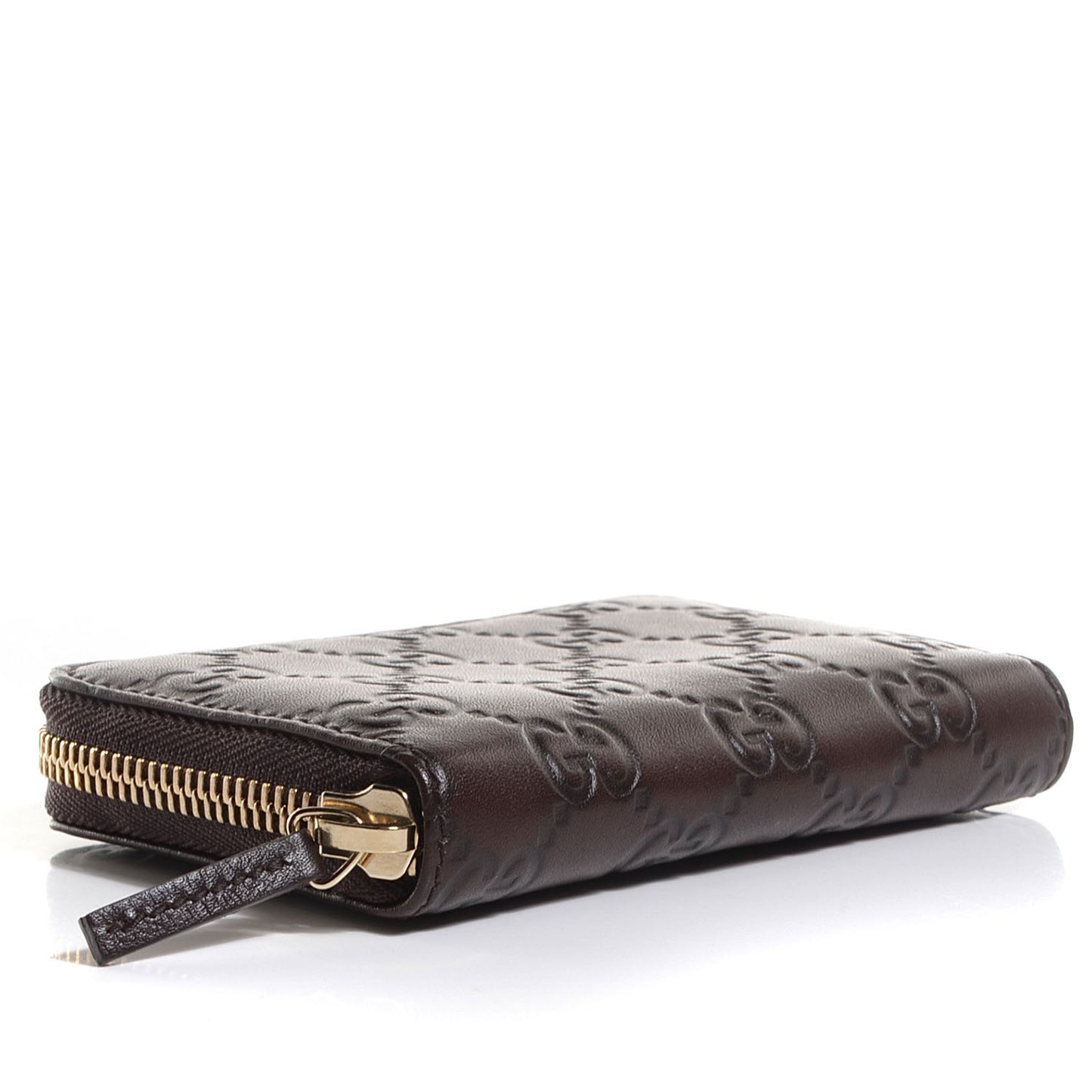 Guccissima Zip Around Card Case Chocolate