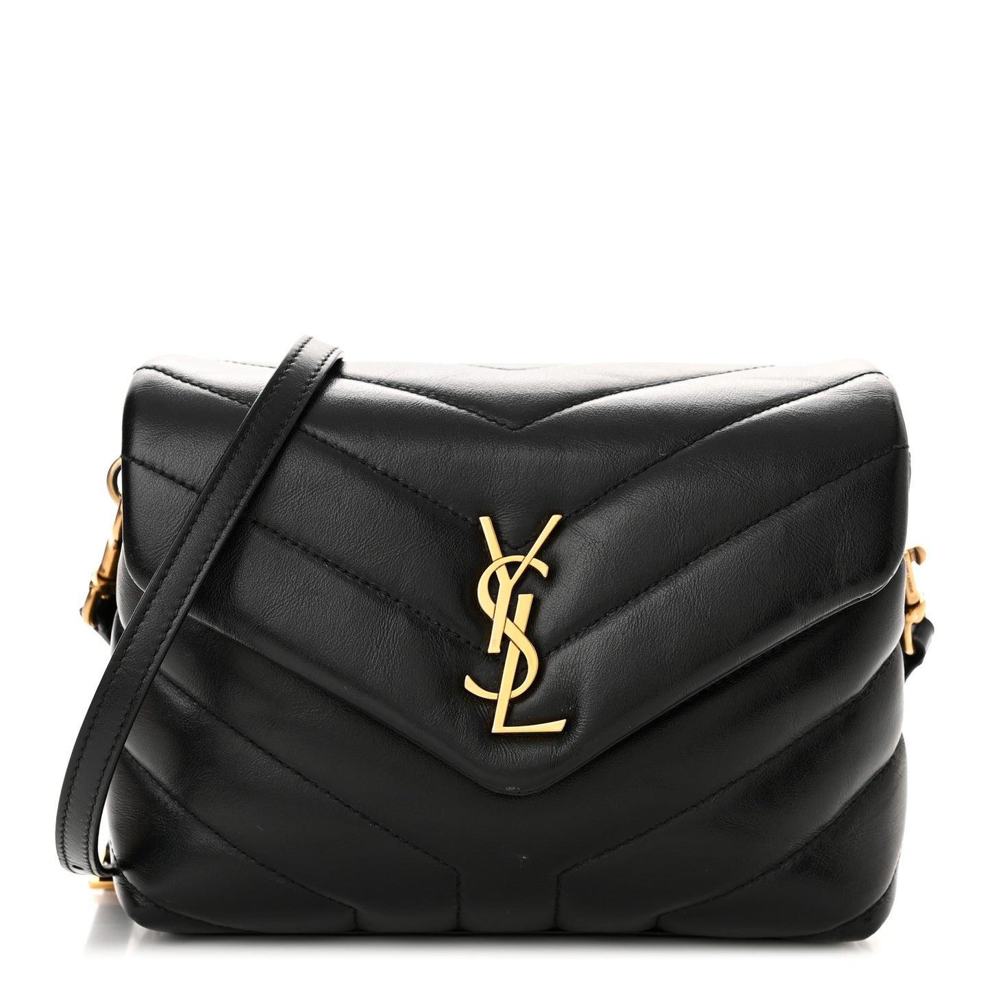 Calfskin Y Quilted Monogram Toy Loulou Crossbody Bag Black