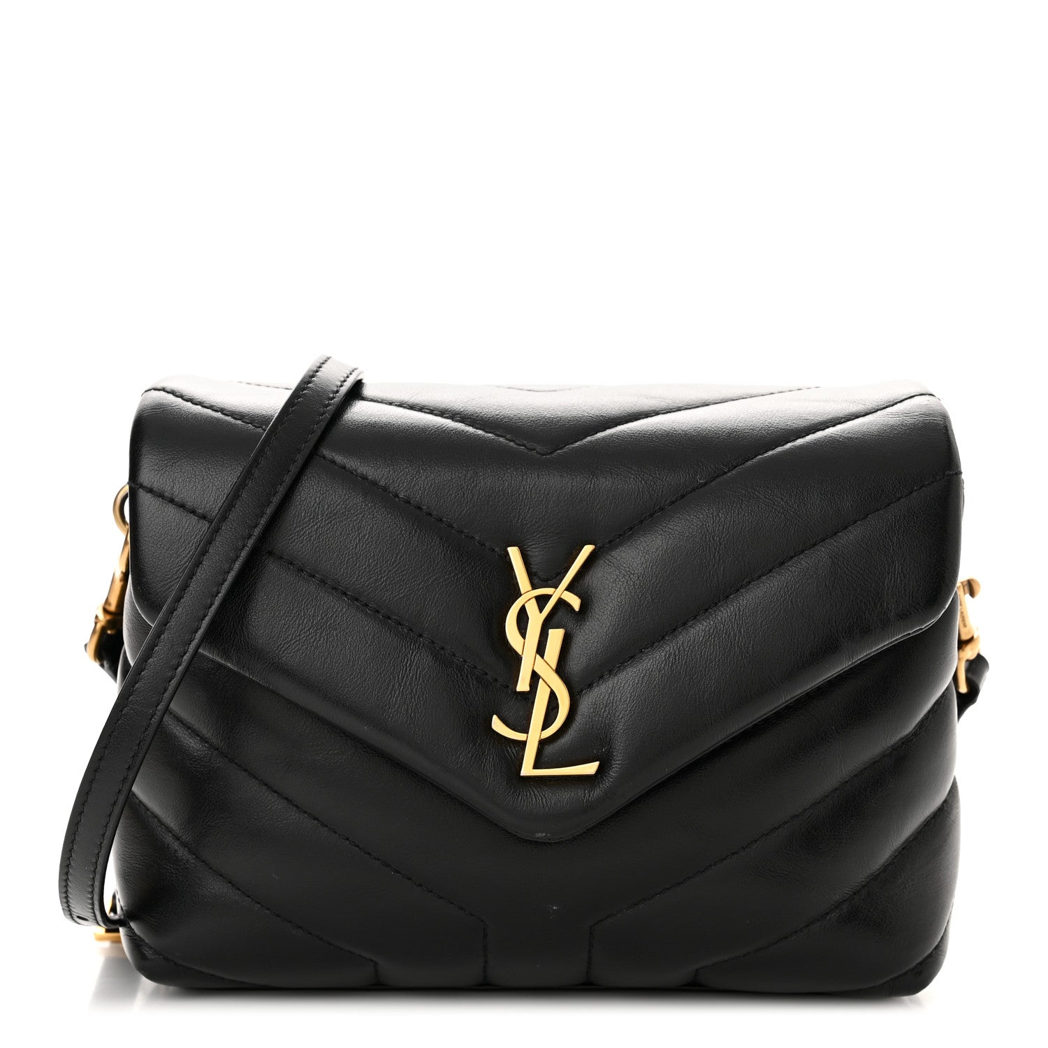 Saint Laurent Calfskin Y Quilted Monogram Toy Loulou Crossbody Bag Black 1 of 12