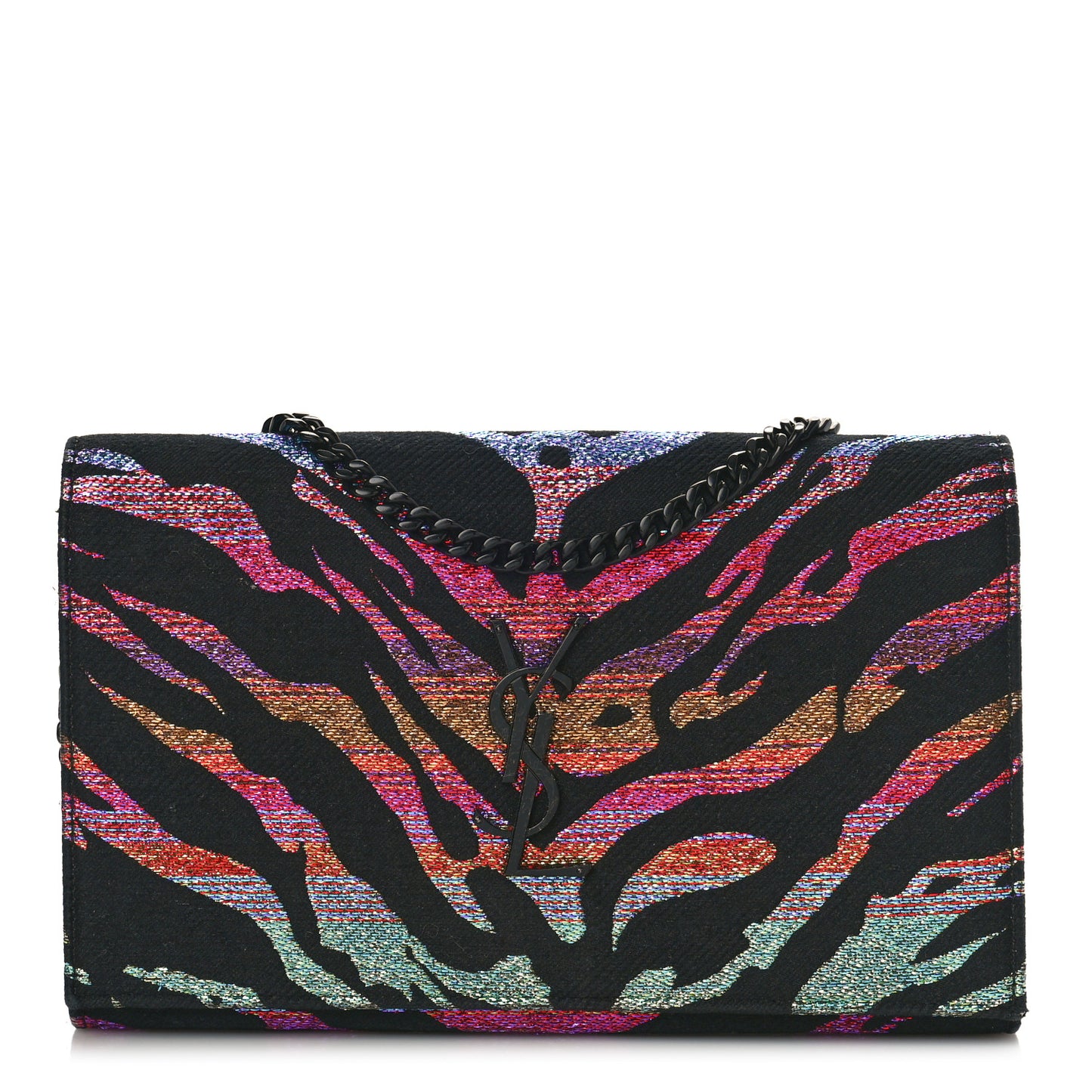 Tiger Burnout Monogram Chain Wallet Multicolor