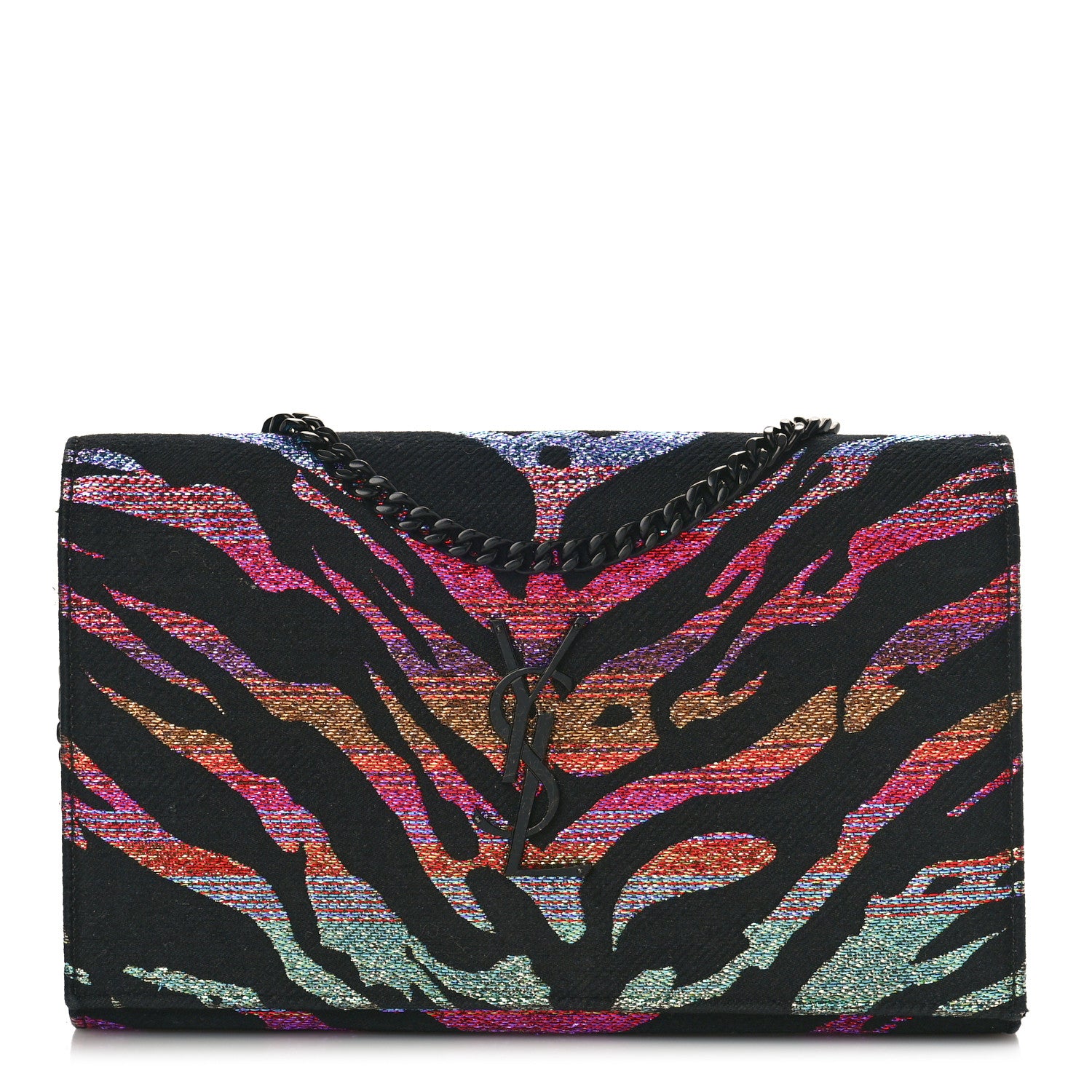 Saint Laurent Tiger Burnout Monogram Chain Wallet Multicolor 1 of 11