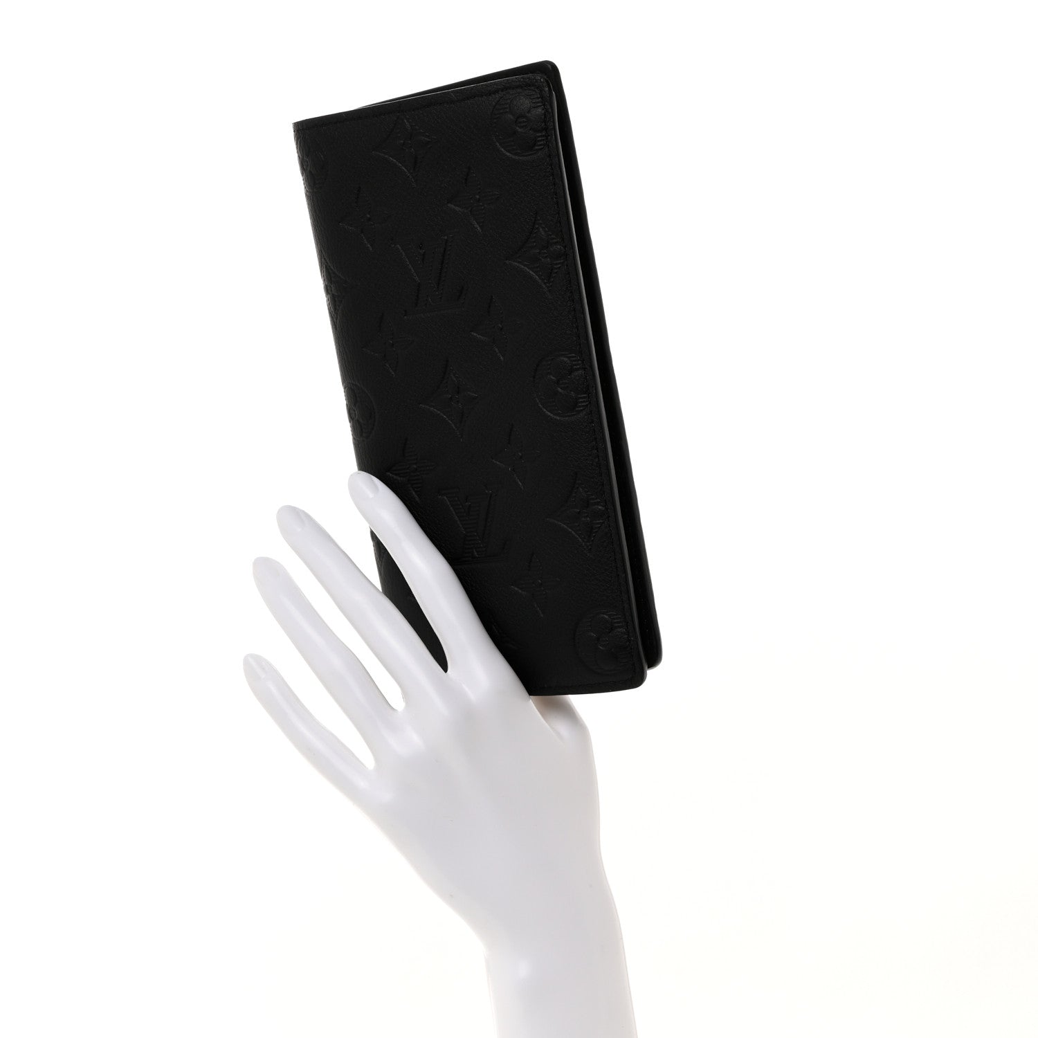 Louis Vuitton Calfskin Monogram Shadow Brazza Wallet Black 2 of 7